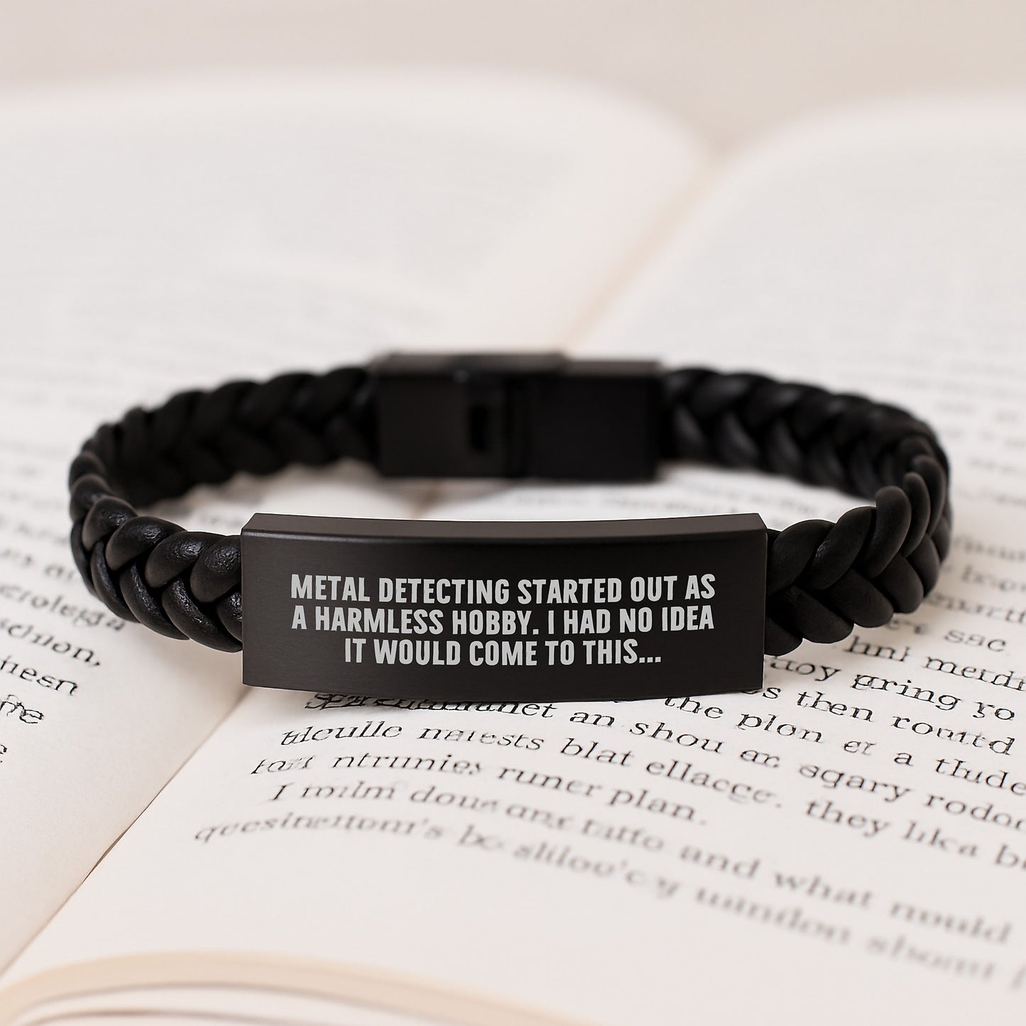 Metal Detecting Interlaced Leather Bracelet for Him Birthday Gift - Image 3