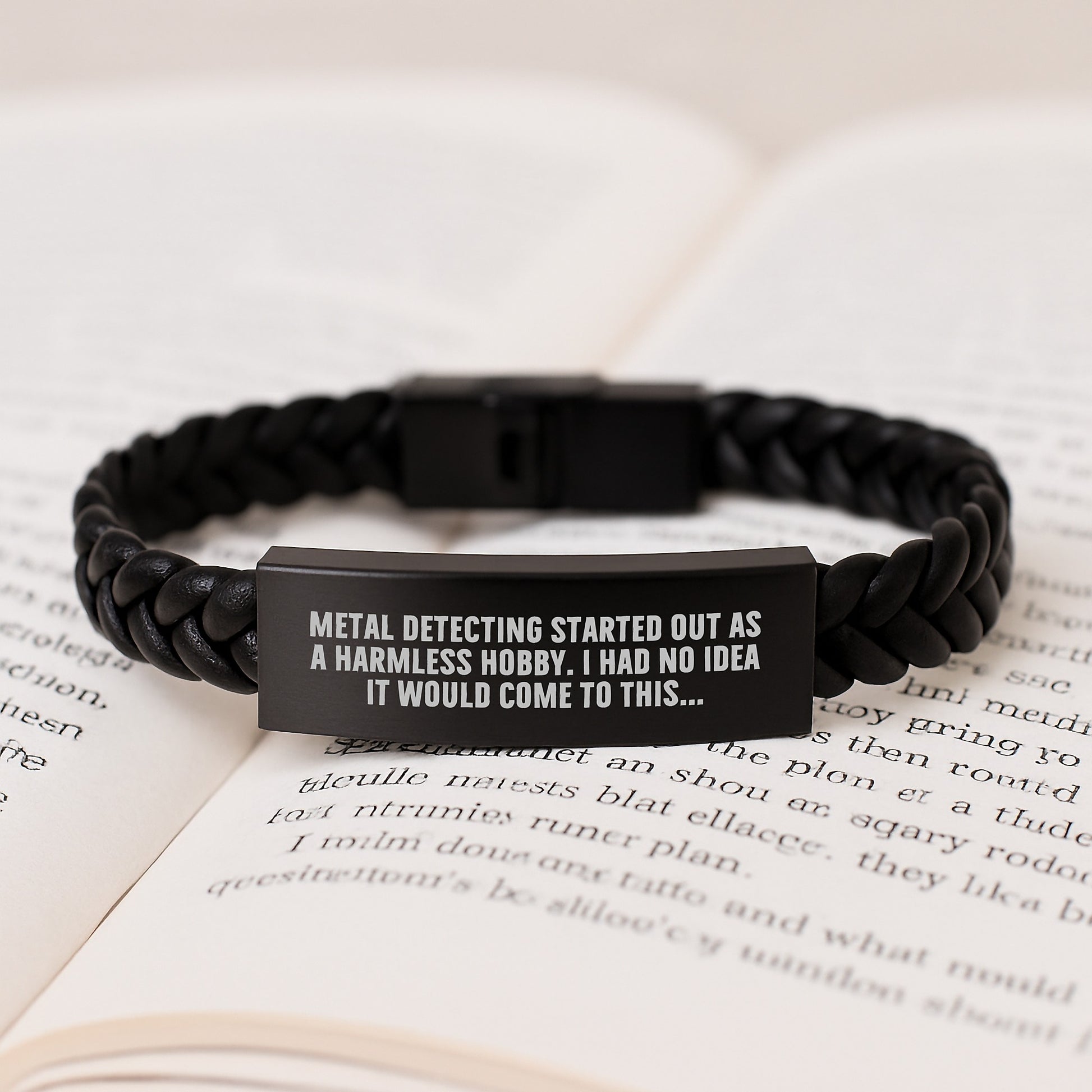Metal Detecting Interlaced Leather Bracelet for Him Birthday Gift - Image 3