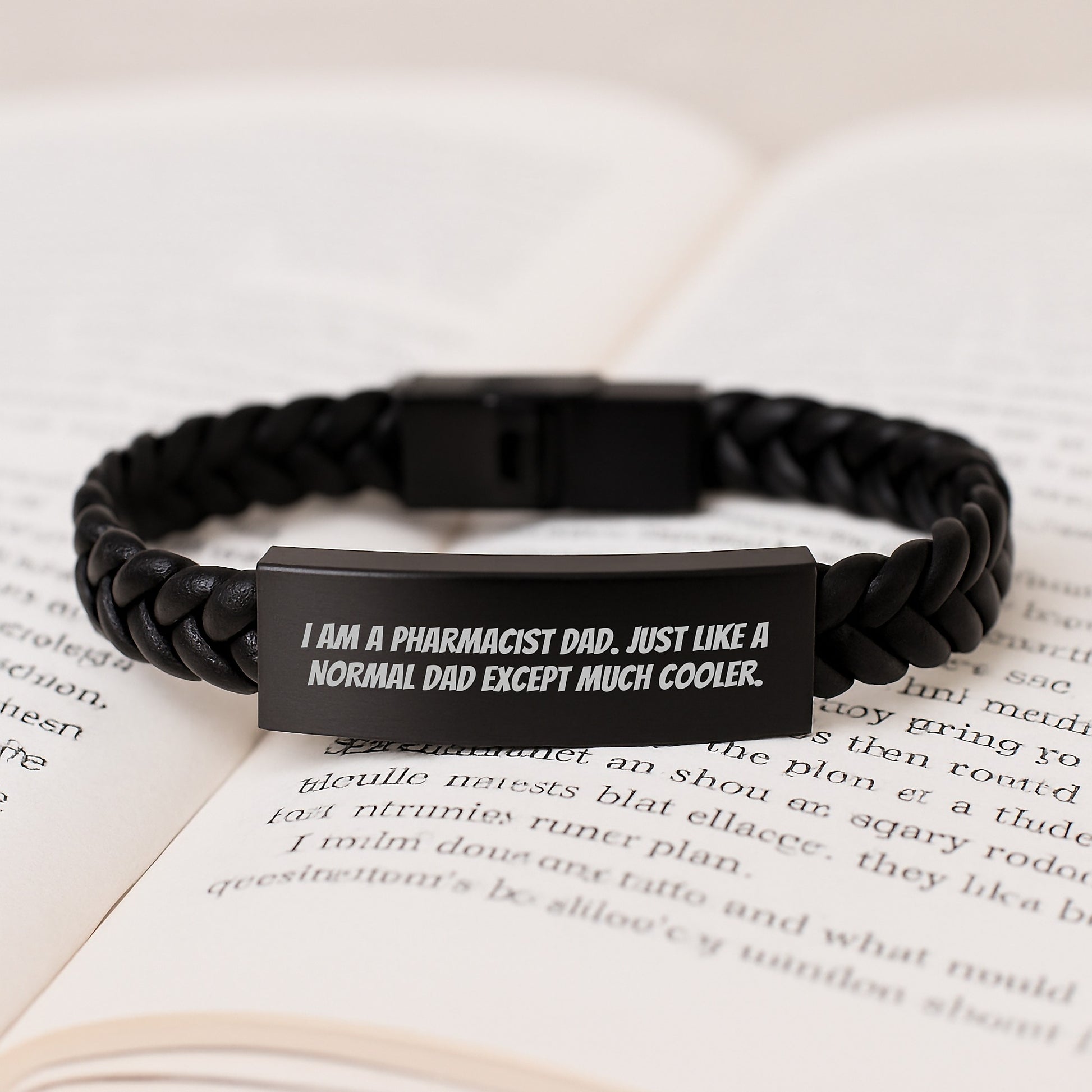 Cool Pharmacist Dad Novelty Interlaced Leather Bracelet Birthday Gift - Image 3