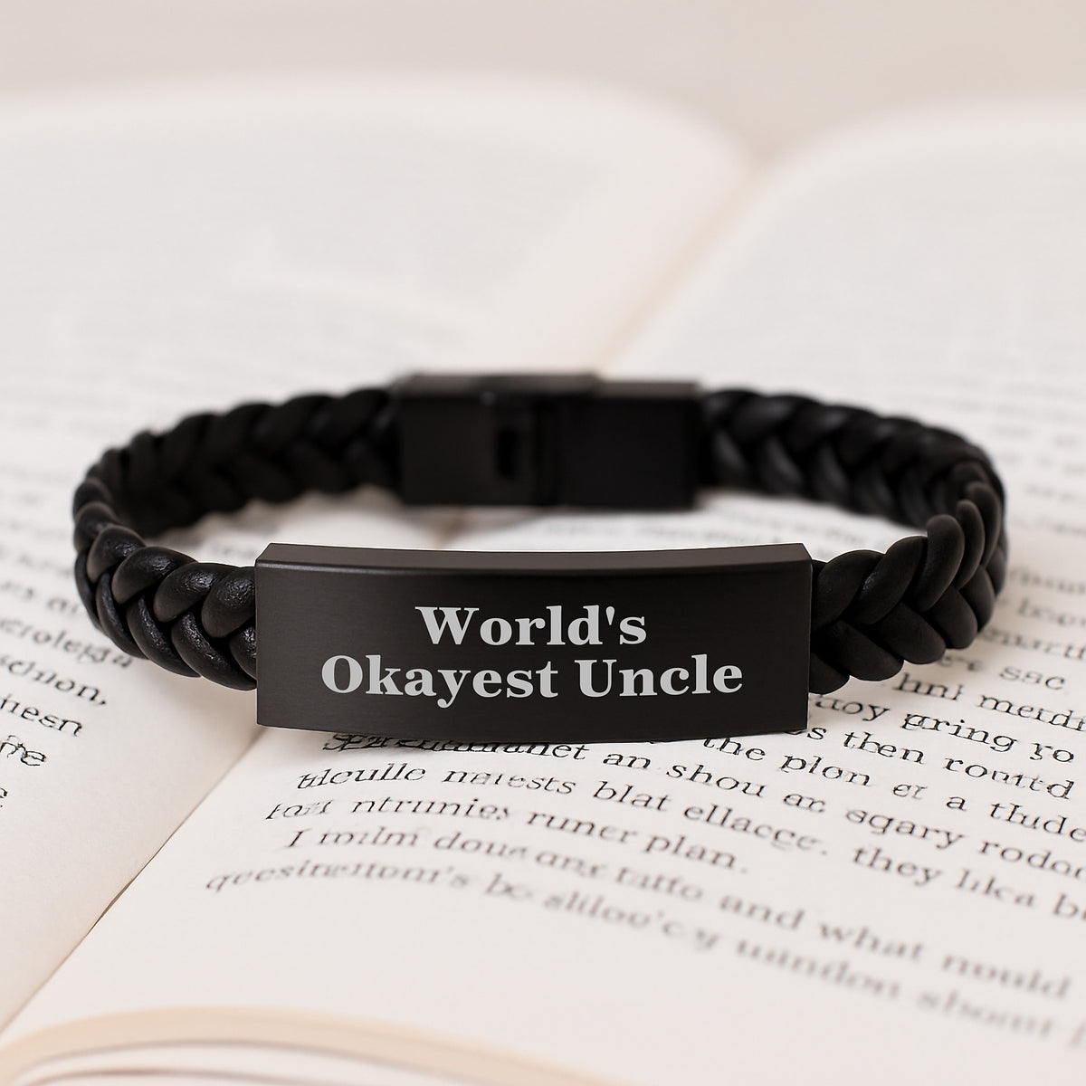 Uncle Gift for Him - World's Okayest Uncle Keepsake Interlaced Leather - Image 3