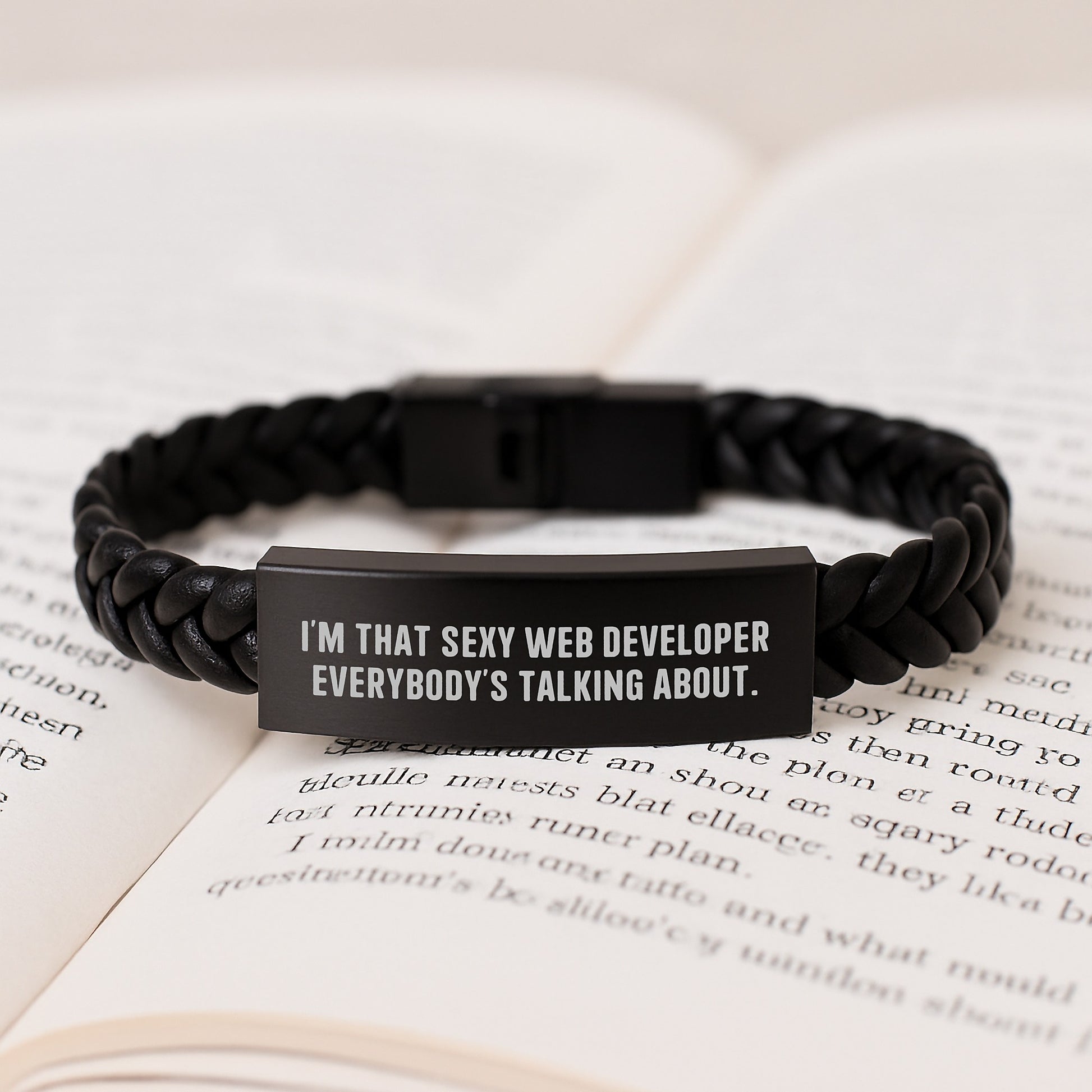 Sexy Web Developer Gifts, Interlaced Leather Web Developer Birthday Presents from Friends, Inspirational Quote Web Developer Jewelry for Men - Image 3