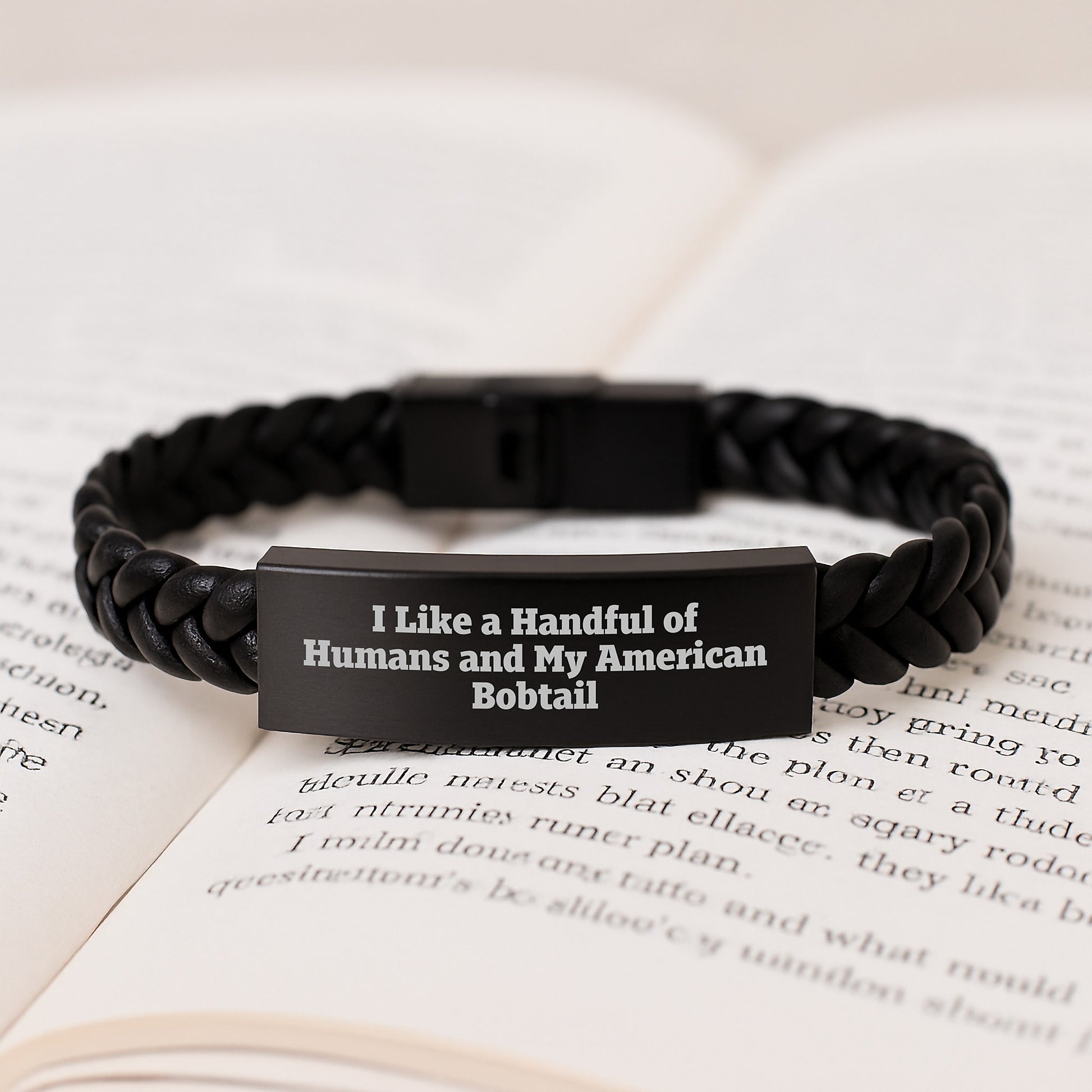 Funny American Bobtail Cat Lover Gifts from Friends for Men - Interlaced Leather Bracelet for Graduation Unique Gifts - Image 3