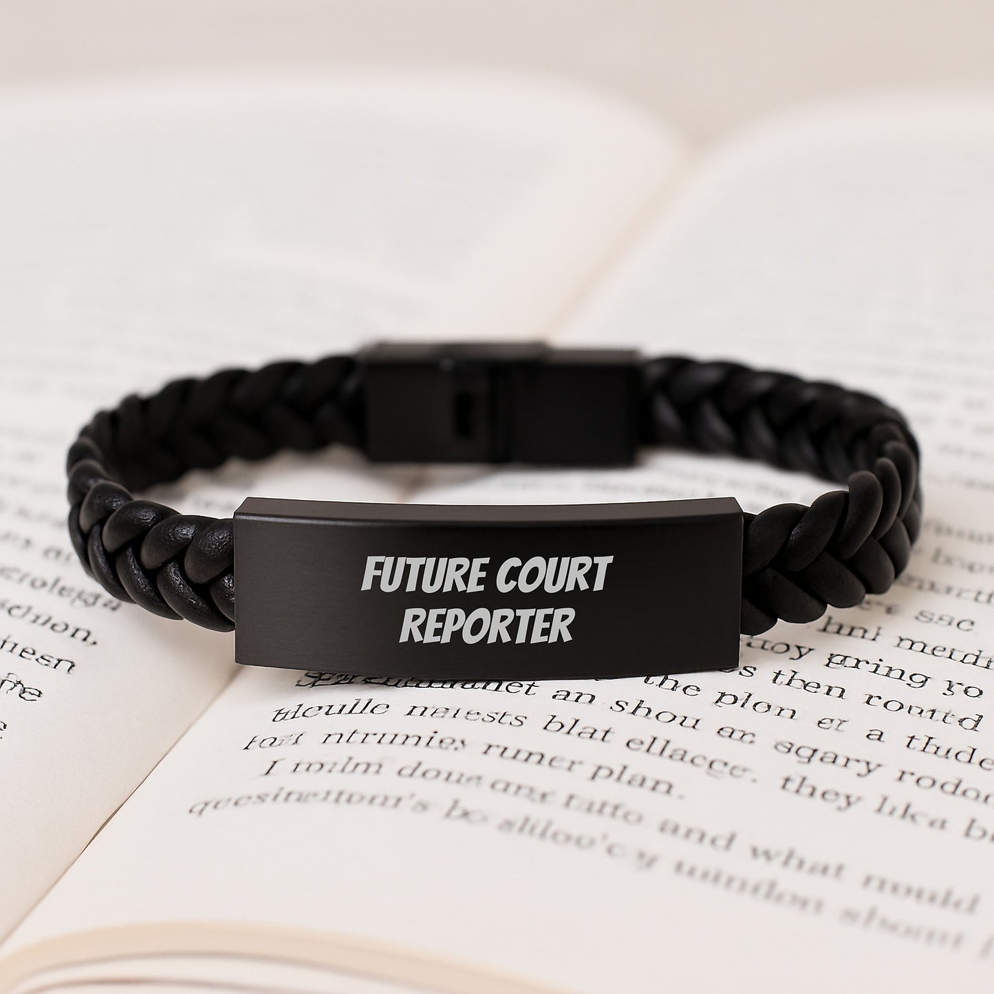Funny Future Court Reporter Inspirational Gifts from Men for Court Reporter Birthday Unique Gifts Interlaced Leather Bracelet - Image 3