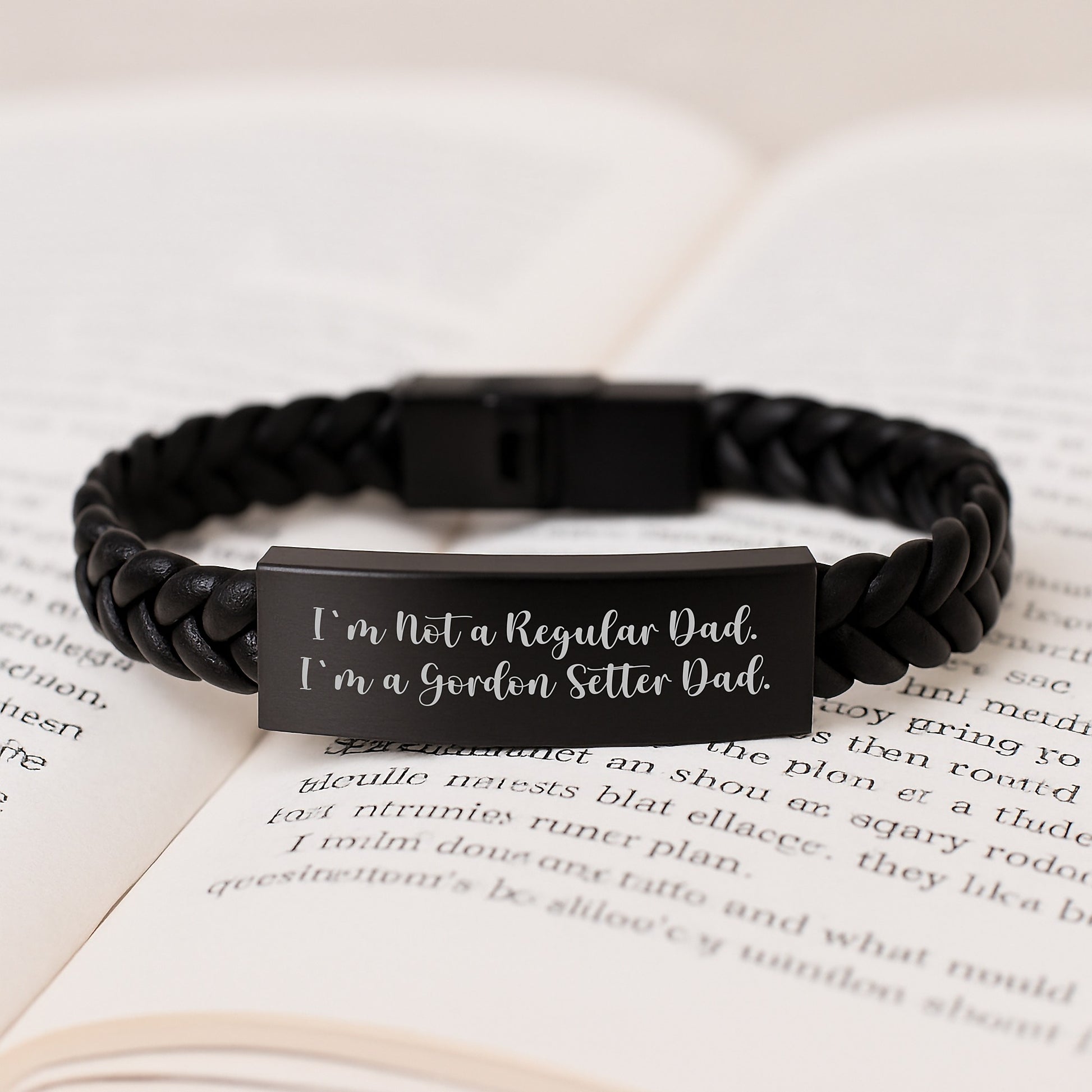 Gordon Setter Dad Gifts from Men, Funny Interlaced Leather Bracelet for Him, I'm Not A Regular Dad. I'm A Gordon Setter Dad. Birthday Unique Gifts - Image 3