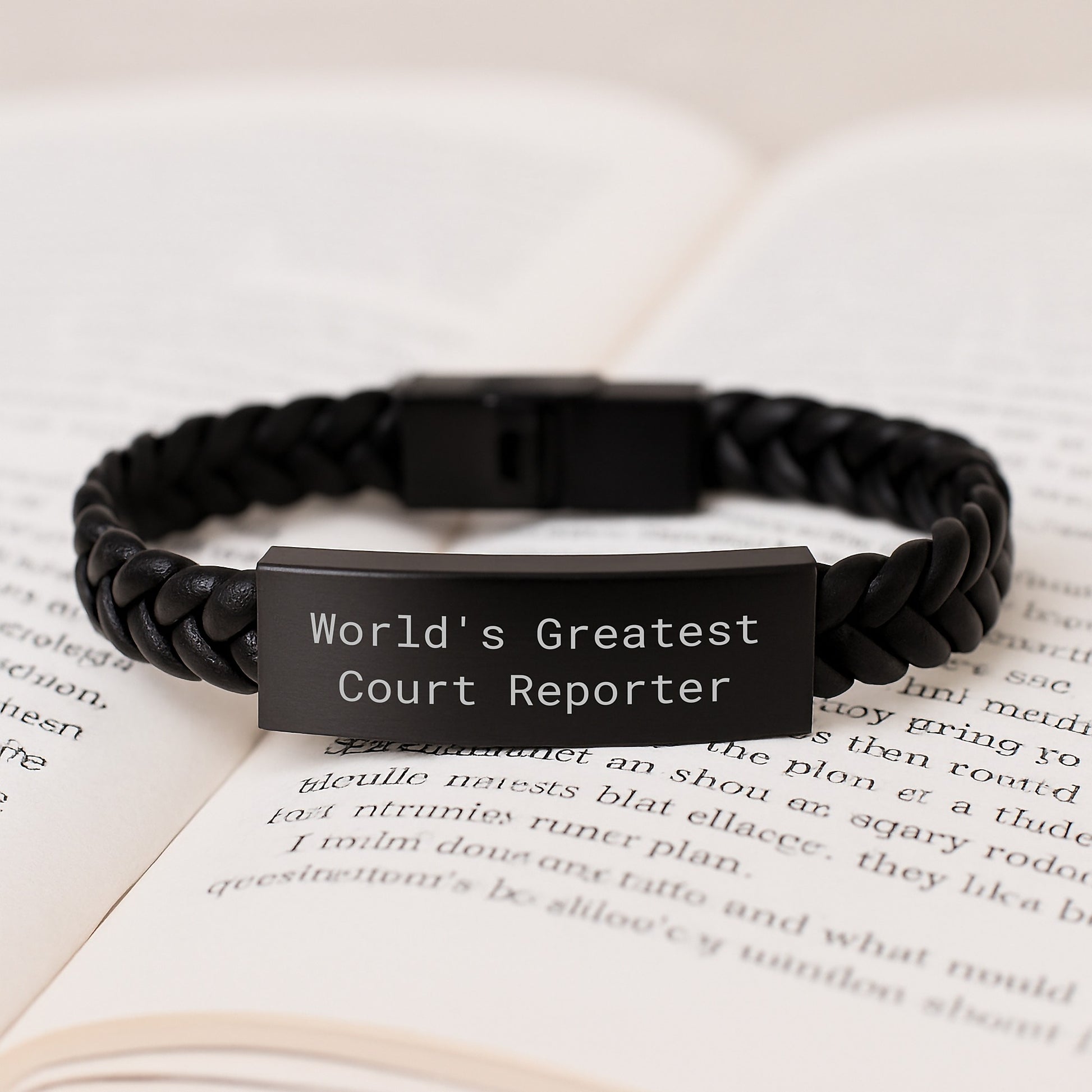 Funny Court Reporter Gifts, Unique Interlaced Leather Bracelets for Men, Christmas Unique Court Reporter Gift for Friends - 'World's Greatest Court Reporter' Quote - Image 3