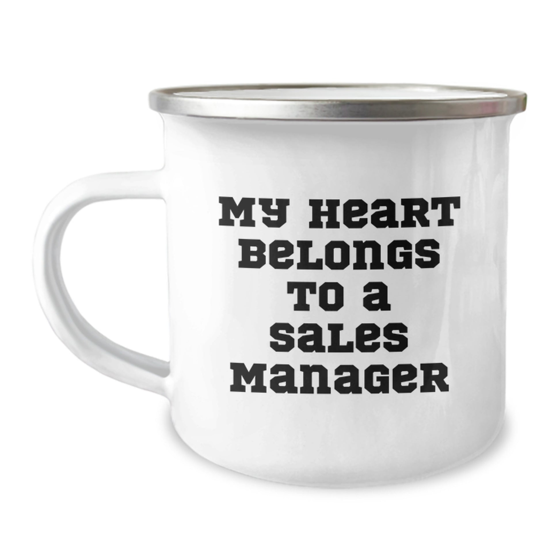 Funny Sales Manager Gifts for Him, 'My Heart Belongs To A Sales Manager' Camping Mug for Birthday Unique Gifts from Friends, Coworkers, Family - Image 1