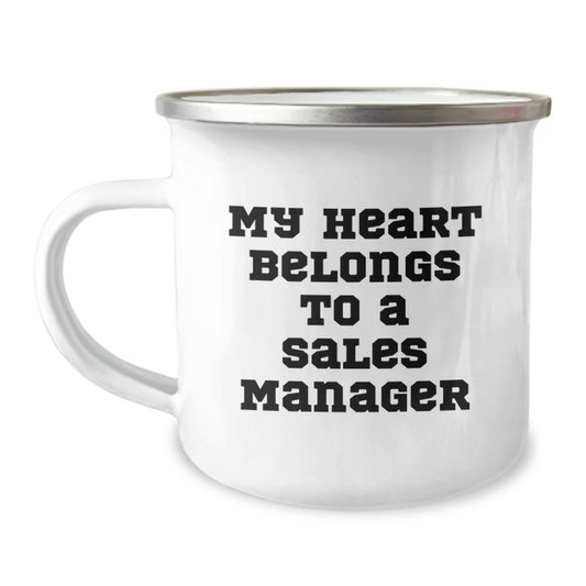 Funny Sales Manager Gifts for Him, 'My Heart Belongs To A Sales Manager' Camping Mug for Birthday Unique Gifts from Friends, Coworkers, Family - Image 1