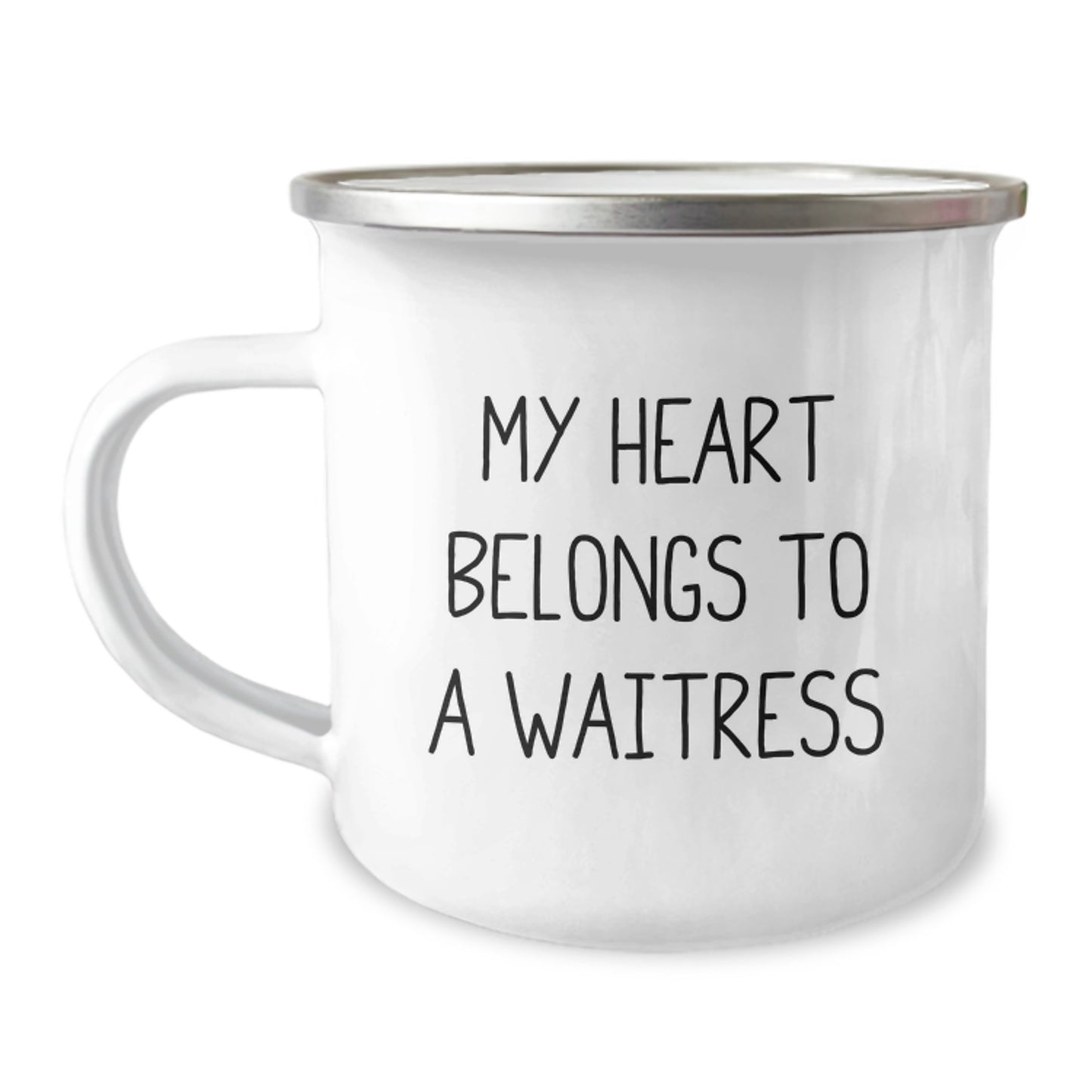 Funny Gifts from Men to Waitress Graduation Unique Gifts - 'My Heart Belongs To A Waitress' Cute Camping Mug - Image 1