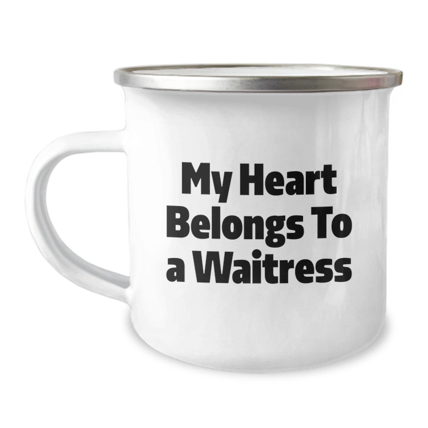 Funny Waitress Gifts from Men to Waitress, My Heart Belongs To A Waitress Inspirational Camping Mug, Unique Graduation Gifts for Waitress Friends - Image 1