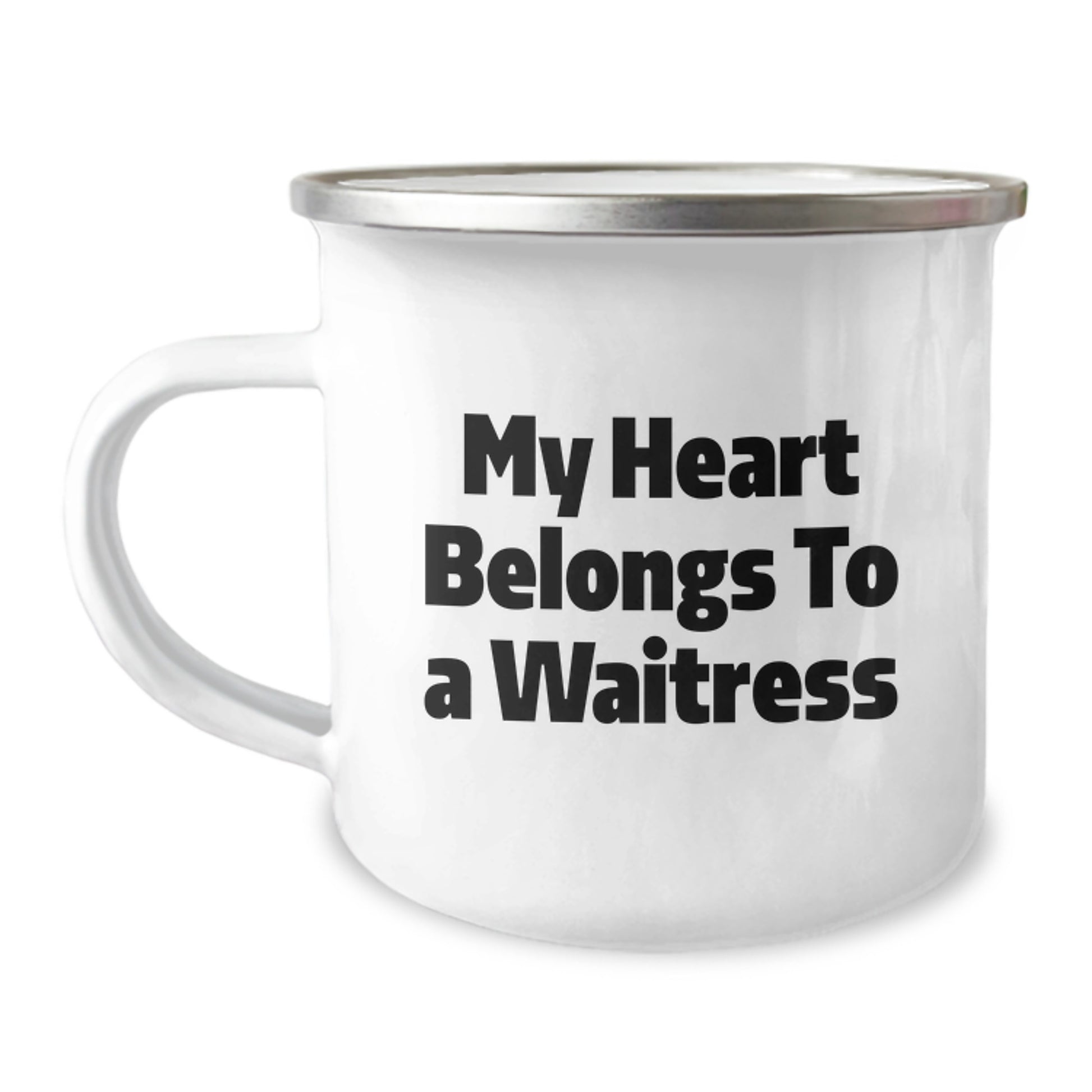Funny Waitress Gifts from Men to Waitress, My Heart Belongs To A Waitress Inspirational Camping Mug, Unique Graduation Gifts for Waitress Friends - Image 1