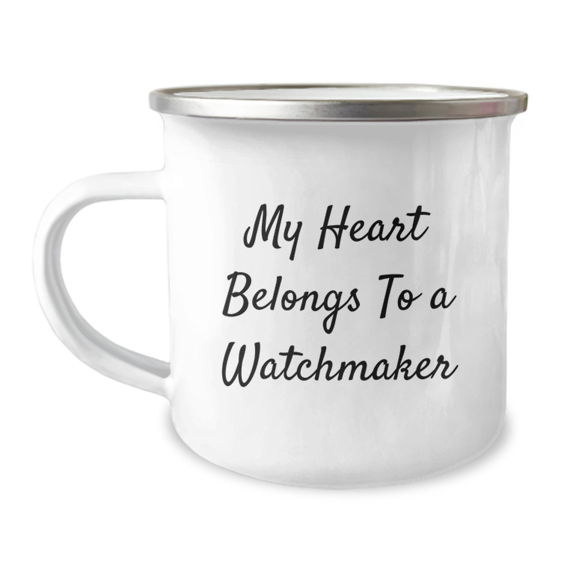 Watchmaker Gifts from Men, Funny 'My Heart Belongs To A Watchmaker' Camping Mug for Watchmaker, Unique Graduation Gifts for Him - Image 1
