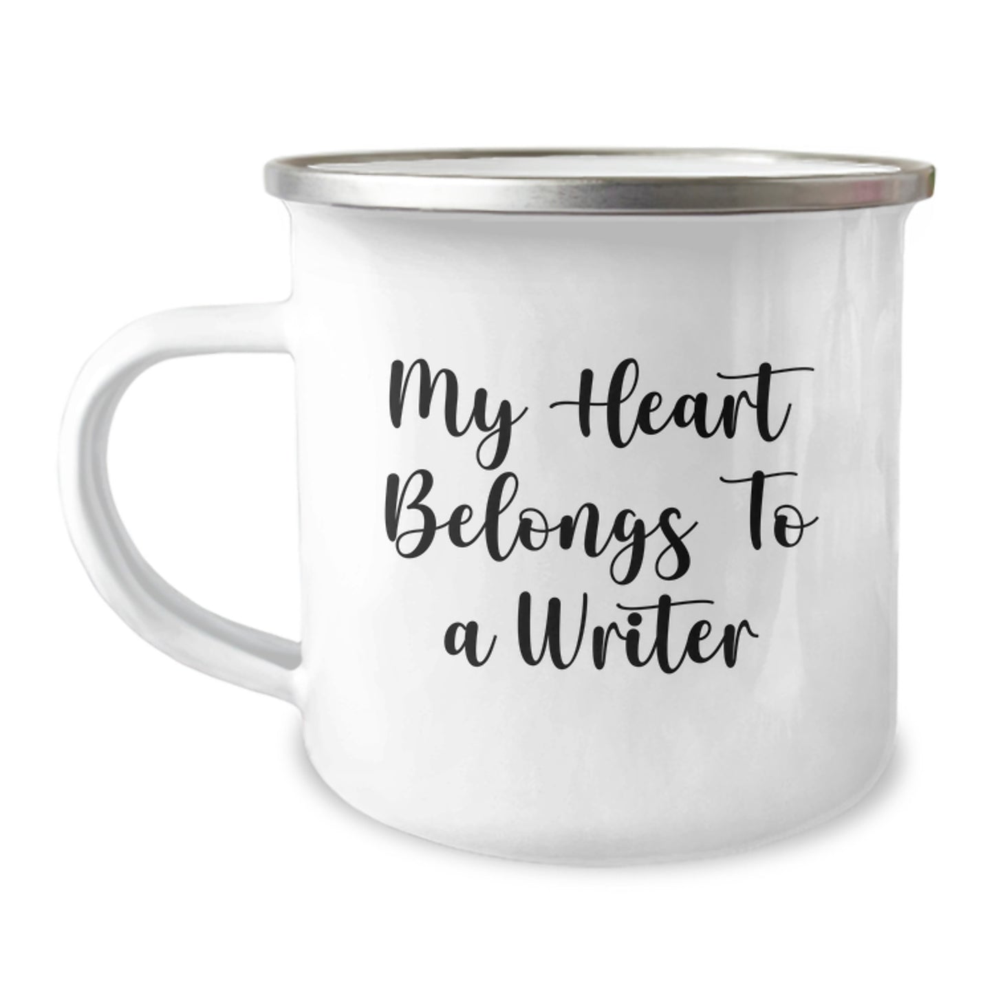 Funny Writer Gifts from Men to Women - My Heart Belongs To A Writer Valentine's Unique Camping Mug - Image 1