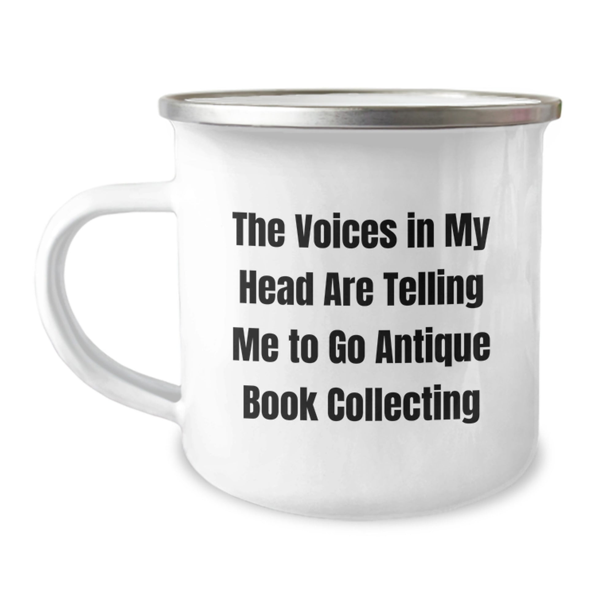 Funny Antique Book Collecting Gifts - The Voices In My Head Are Telling Me To Go Camping Mug, Birthday Unique Gifts for Friends, Family, and Men who Love Antique Books, Camping - Image 1