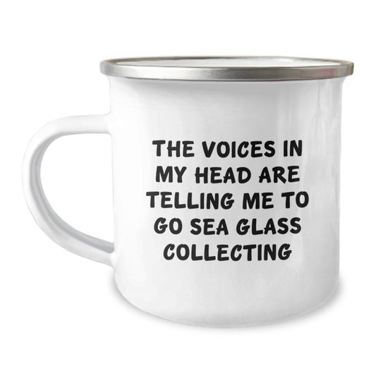 Funny Sea Glass Collecting Gifts for Men - Unique Camping Mug for Friends and Family - Inspirational Voices in My Head Are Telling Me to Go Sea Glass Collecting - Image 1