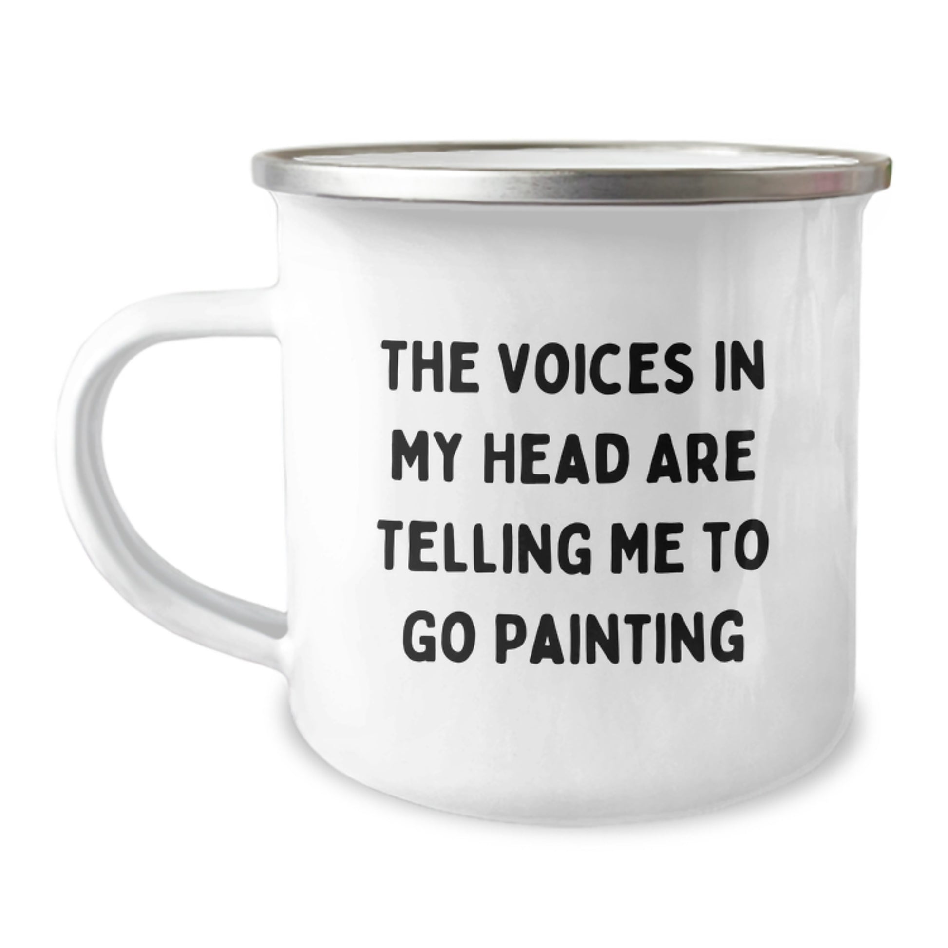 Funny Painting Gifts for Grad Graduation Unique Gifts from Friends - The Voices Encourage Me to Paint on This Camping Mug - Image 1