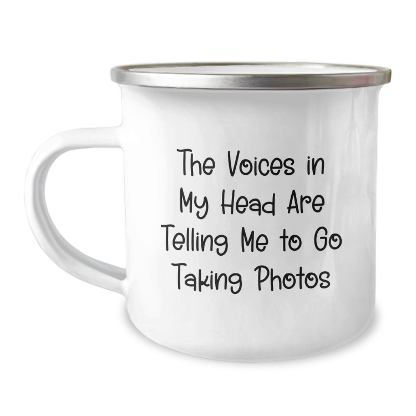 Funny Taking Photos Gifts for Men Friends Family Birthday Unique Camping Mug Quote: The Voices In My Head Are Telling Me To Go Taking Photos - Image 1