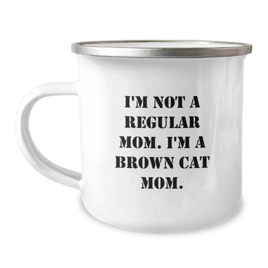 Funny Brown Cat Camping Mug Gifts for Mom, Brown Cat Gifts from Family, Funny Graduation Unique Gifts for Brown Cat Owner - Image 1