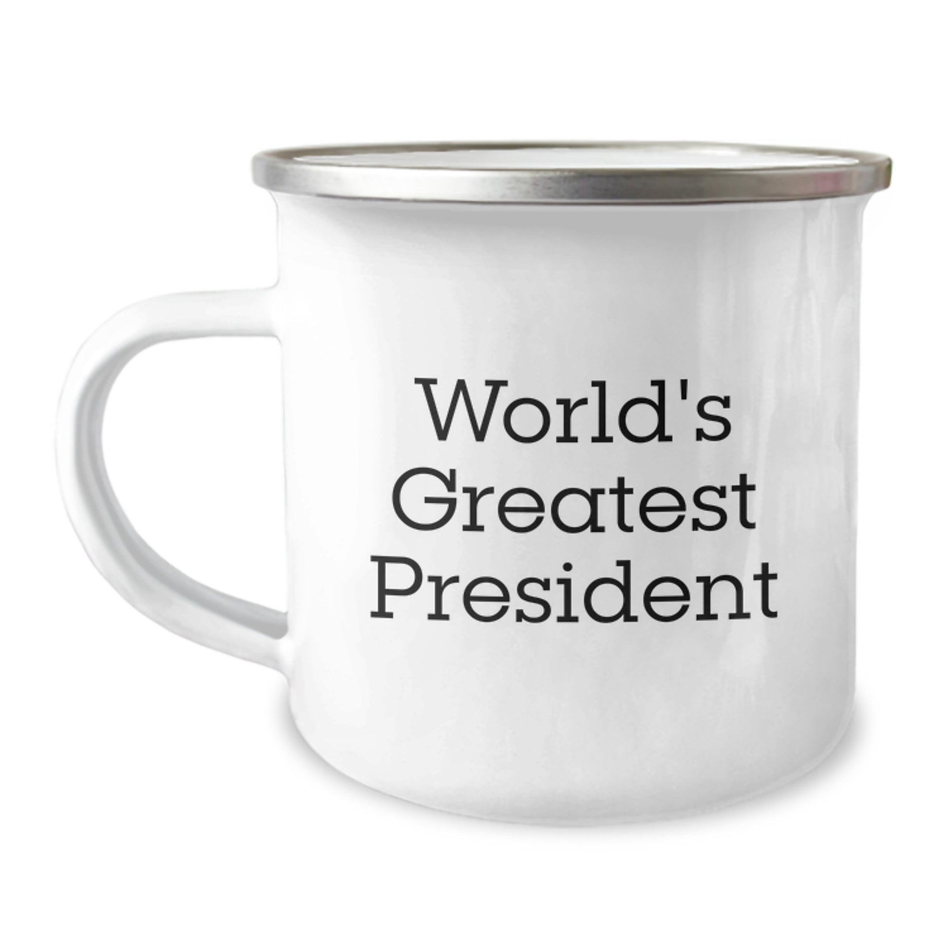 Funny President Gifts from Friends for President - World's Greatest President Camping Mug, Christmas Unique Gifts, Stainless Steel Enamel Finish - Image 1