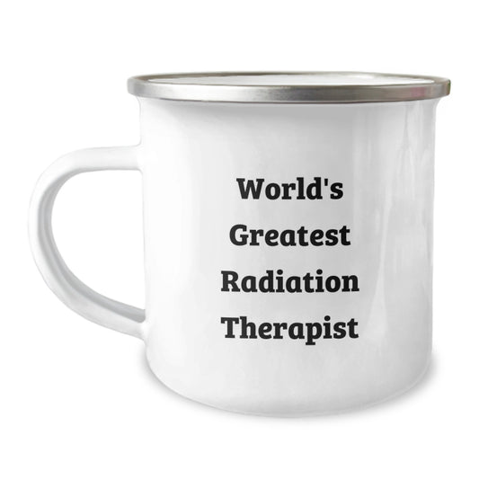 Funny Radiation Therapist Gifts from Friends for Christmas Unique Presents - 'World's Greatest' Camping Mug for Men - Image 1