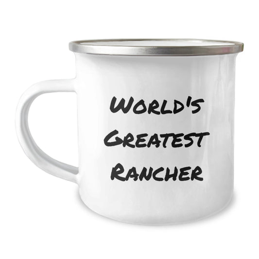 Funny Rancher Gifts from Friends, World's Greatest Rancher Camping Mug for Men Valentine's Unique Gifts - Image 1