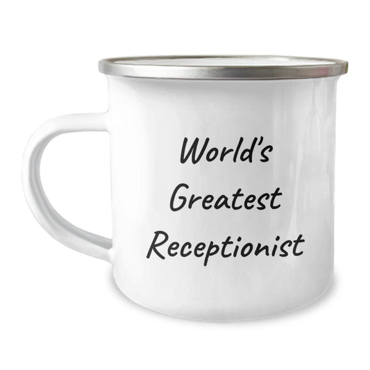 Gifts for the World's Greatest Receptionist - Funny Receptionist Camping Mug for Dad, Unique Gifts from Friends and Family on Father's Day, Men's BFF Unique Office Mug - Image 1