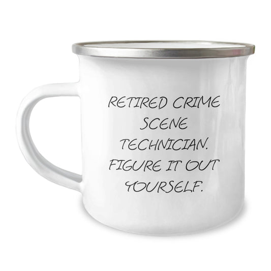 Funny Crime Scene Technician Gifts for Men, Christmas Unique Presents from Friends to Retired Crime Scene Technicians, Camping Mug with Quote 'Figure It Out Yourself' - Image 1