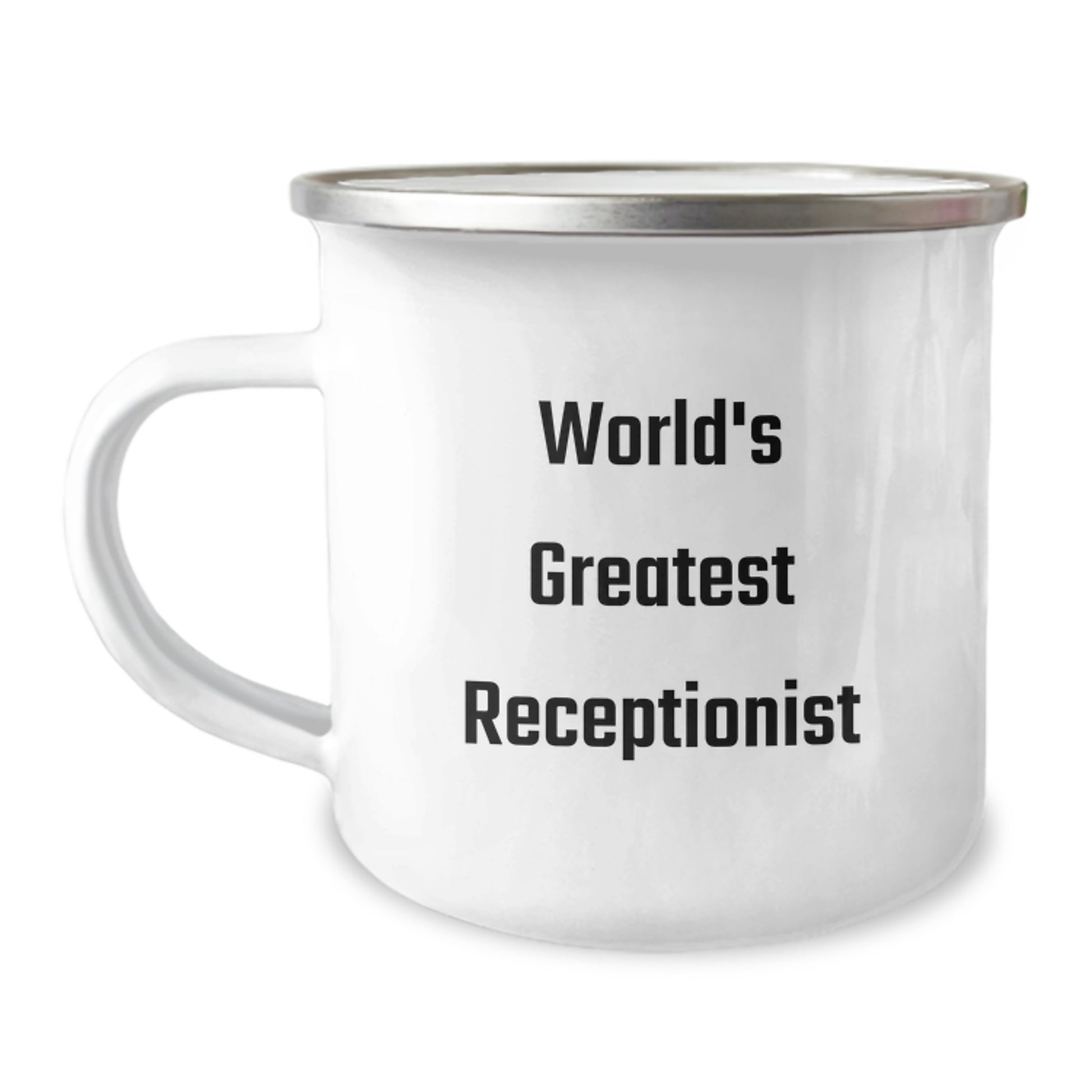 Funny Quote Gifts from Friends to the World's Greatest Receptionist Camping Mug for Father's Day Unique Presents - Image 1