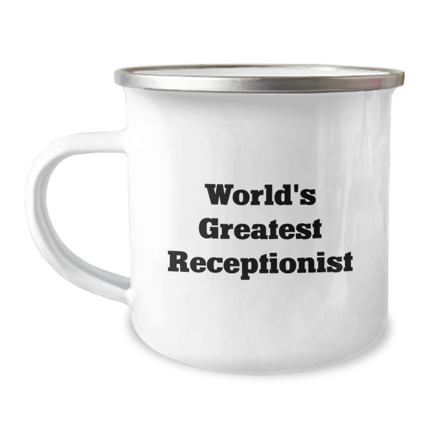 Funny World's Greatest Receptionist Gifts from Friends for Receptionist Camping Mug - Perfect for Father's Day Unique Gifts - Image 1