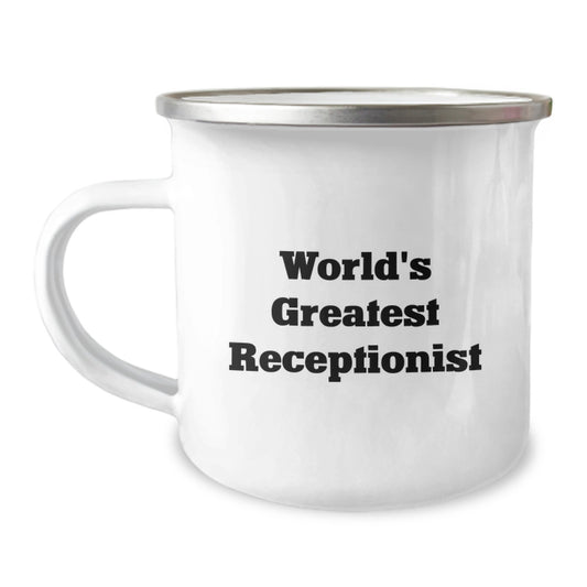 Funny World's Greatest Receptionist Gifts from Friends for Receptionist Camping Mug - Perfect for Father's Day Unique Gifts - Image 1