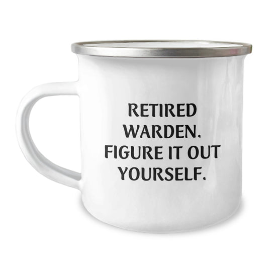 Warden's Wise Words Funny Camping Mug, Gifts from Friends to Retired Wardens, Birthday Unique Presents - Image 1