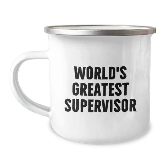 Greatest Supervisor Gifts, Funny Quote, 12 oz Camping Mug for Men or Women, Graduation Unique Gifts from Friends - Image 1