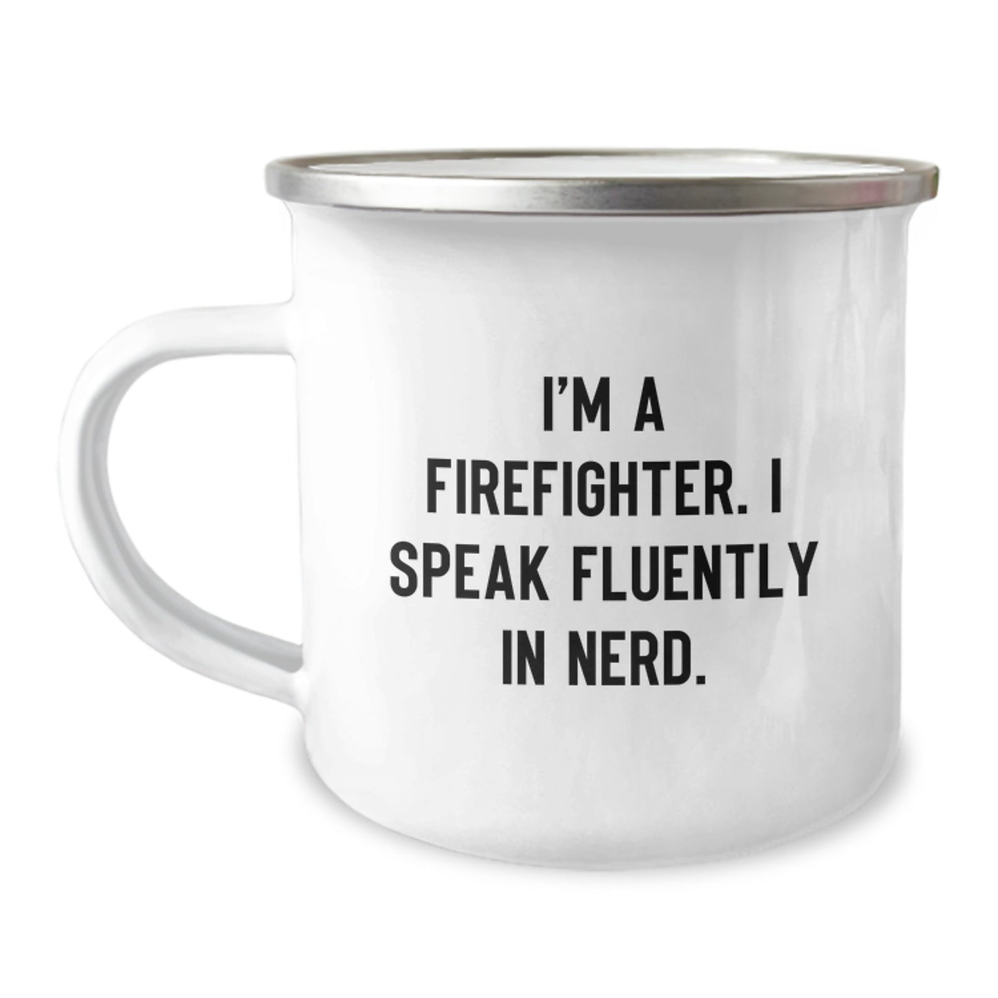 Funny Firefighter Christmas Unique Gifts, Firefighter Friends, Men, Unique Gifts for Firefighters, Inspirational Camping Mug, 'I Speak Fluently In genius.' - Image 1