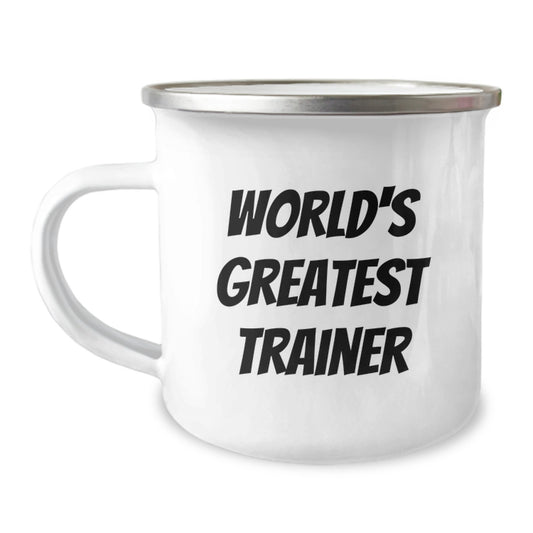 Greatest Trainer Funny Camping Mug Gifts from Friends, Perfect for Trainer's Birthday, 'World's Greatest Trainer' - Image 1