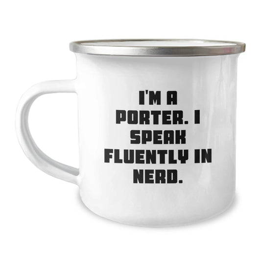 Funny Porter Gifts for Men, Unique Graduation Unique Gifts from Friends to Porter, Camping Mug with genius Quote - Image 1
