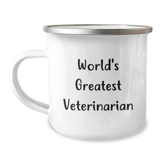 World's Greatest Veterinarian Funny Camping Mug Gifts for Veterinarian Birthday, Gifts from Family Friends Coworkers, 12 oz Stainless Steel with Enamel Finish - Image 1