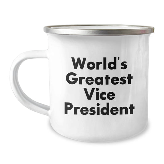 Funny Vice President Gifts for Men - 'World's Greatest Vice President' Quote on Stainless Steel Camping Mug, Birthday Unique Gifts from Family to Coworkers - Image 1