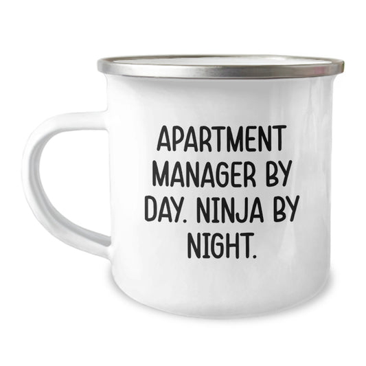 Apartment Manager Gifts from Family, Unique Graduation Gifts for Apartment Manager By Day. Ninja By Night., Camping Mug for Men - Image 1