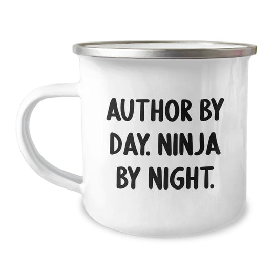 Author Gifts for Men, Women, or Friends - Camping Mug with Funny Quote 'Author By Day. Ninja By Night.' - Graduation Unique Gifts from Family, Coworkers, or Friends - Image 1