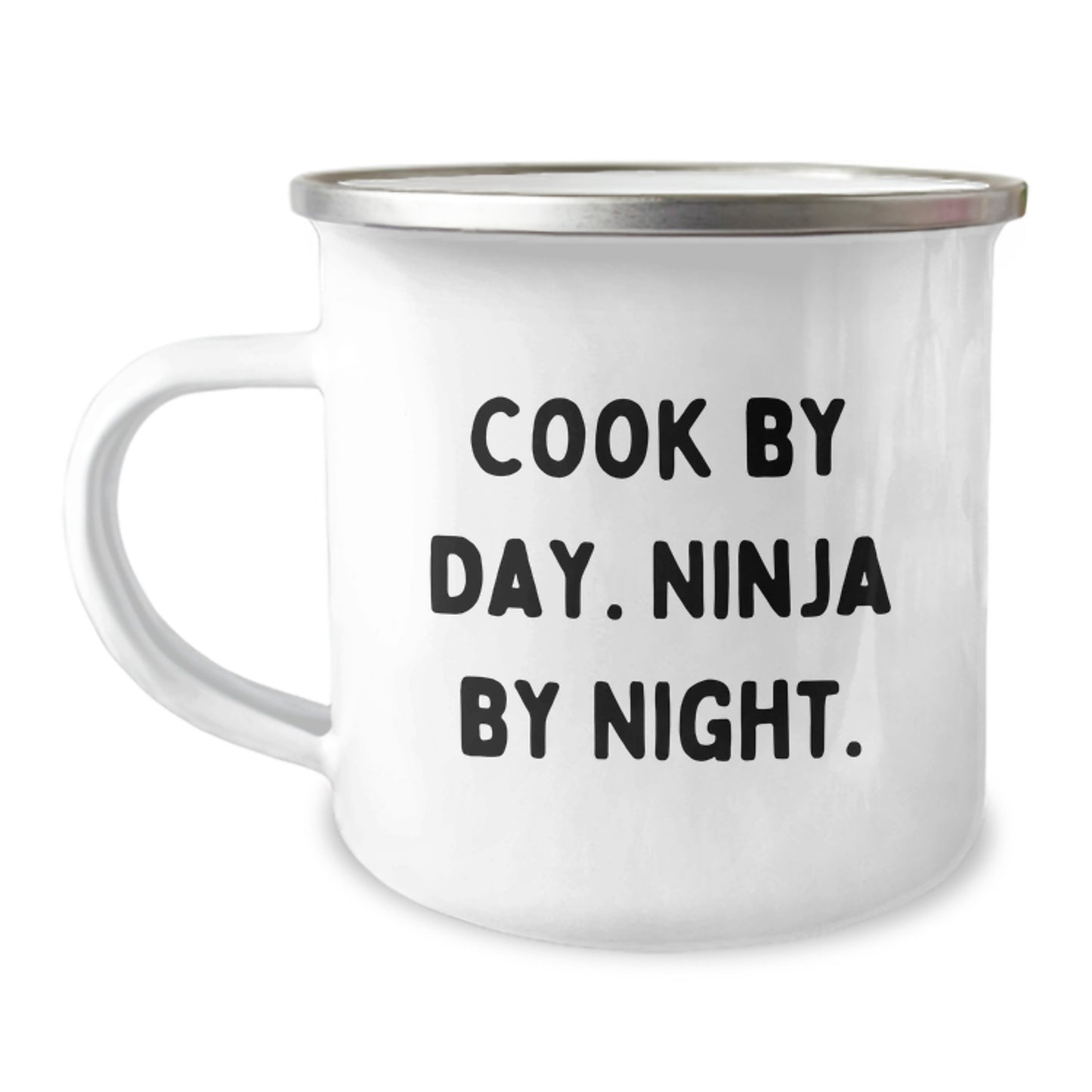 Funny Cook Gifts for Men - Camping Mug, Cook By Day Ninja By Night, Unique Christmas Memorable Presents - Image 1