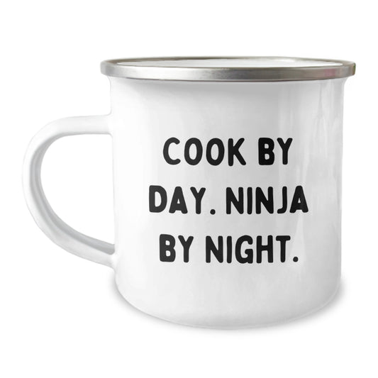 Funny Cook Gifts for Men - Camping Mug, Cook By Day Ninja By Night, Unique Christmas Memorable Presents - Image 1