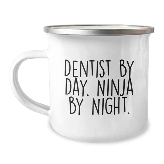 Funny Dentist Gifts for Men, Christmas Unique Gifts from Friends to Dentist by Day Ninja by Night, Camping Mug - Image 1