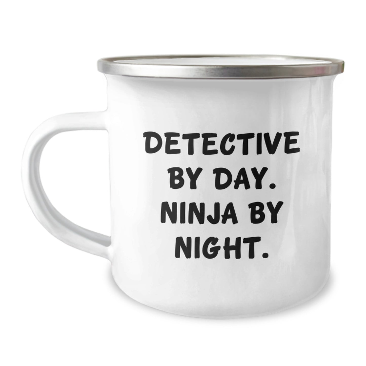 Funny Detective Gifts from Friends for Men - 'Detective By Day Ninja By Night' Camping Mug - Image 1