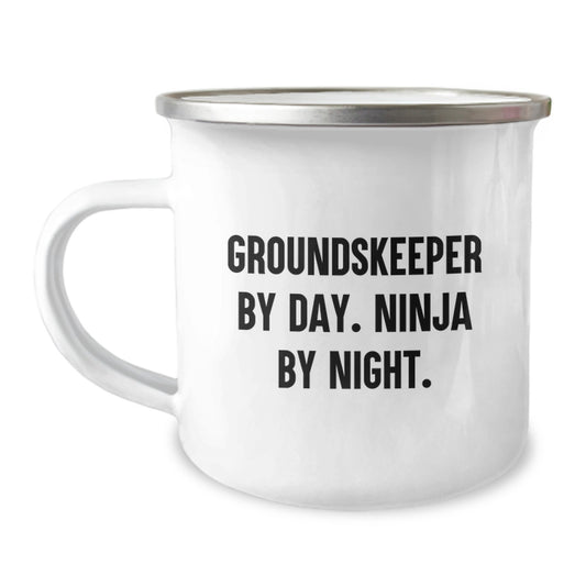 Unique groundskeeper Gifts for Men, Funny Camping Mug for groundskeeper By Day Ninja By Night, Graduation Unique Gifts from Friends to groundskeeper - Image 1