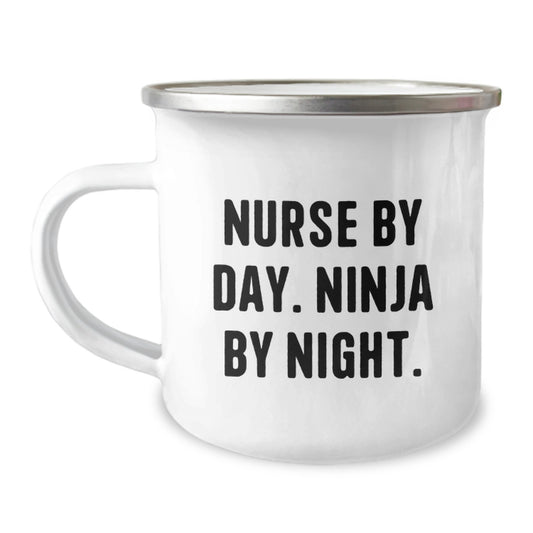 Funny Nurse Gifts From Friends, Unique Camping Mug For Nurse Graduation, Nurse By Day Ninja By Night - Image 1