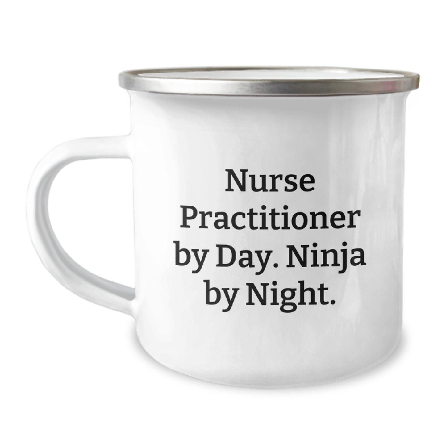 Funny Nurse Practitioner Gifts from Men to Women - Camping Mug with Quote 'Nurse Practitioner By Day. Ninja By Night.' for Christmas Unique Gifts - Image 1