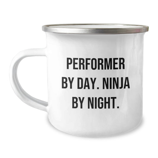 Funny Performer Gifts from Friends for Men - Performer By Day. Ninja By Night. Camping Mug - Unique Christmas Unique Gifts - Image 1