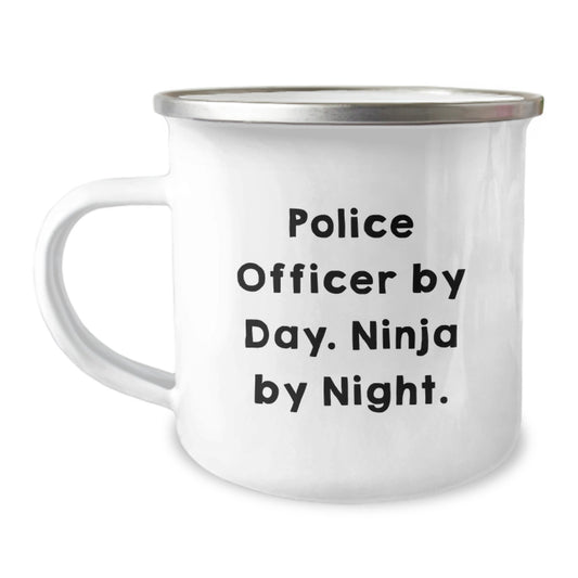 Funny Police Officer Gifts from Friends for Police Officers - Christmas Unique Gifts Police Officer By Day. Ninja By Night. Camping Mug - Image 1