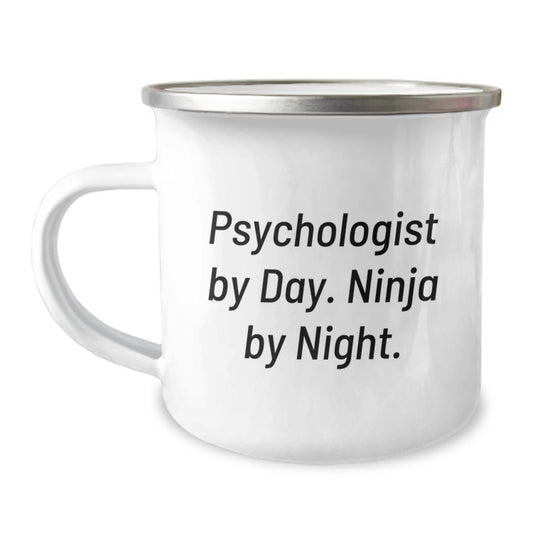 Funny Gifts for Psychologist Mothers Day Unique Camping Mug - Psychologist By Day Ninja By Night. - Image 1