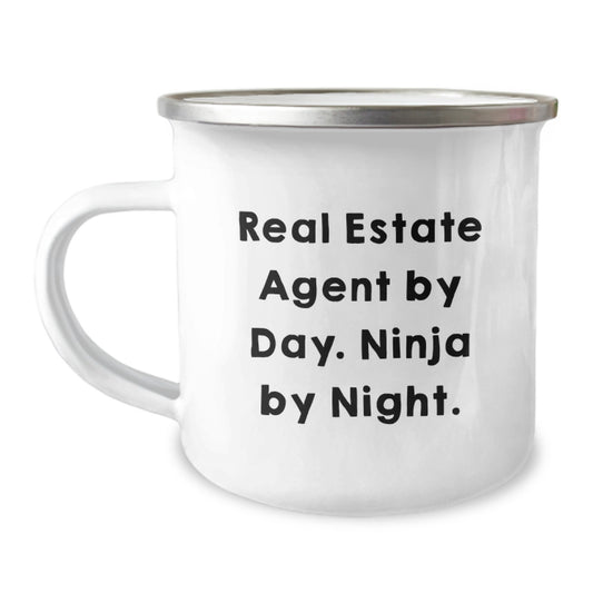 Graduation Unique Gifts for Real Estate Agent Friends and Family - Camping Mug with Real Estate Agent By Day. Ninja By Night. Quote - Image 1