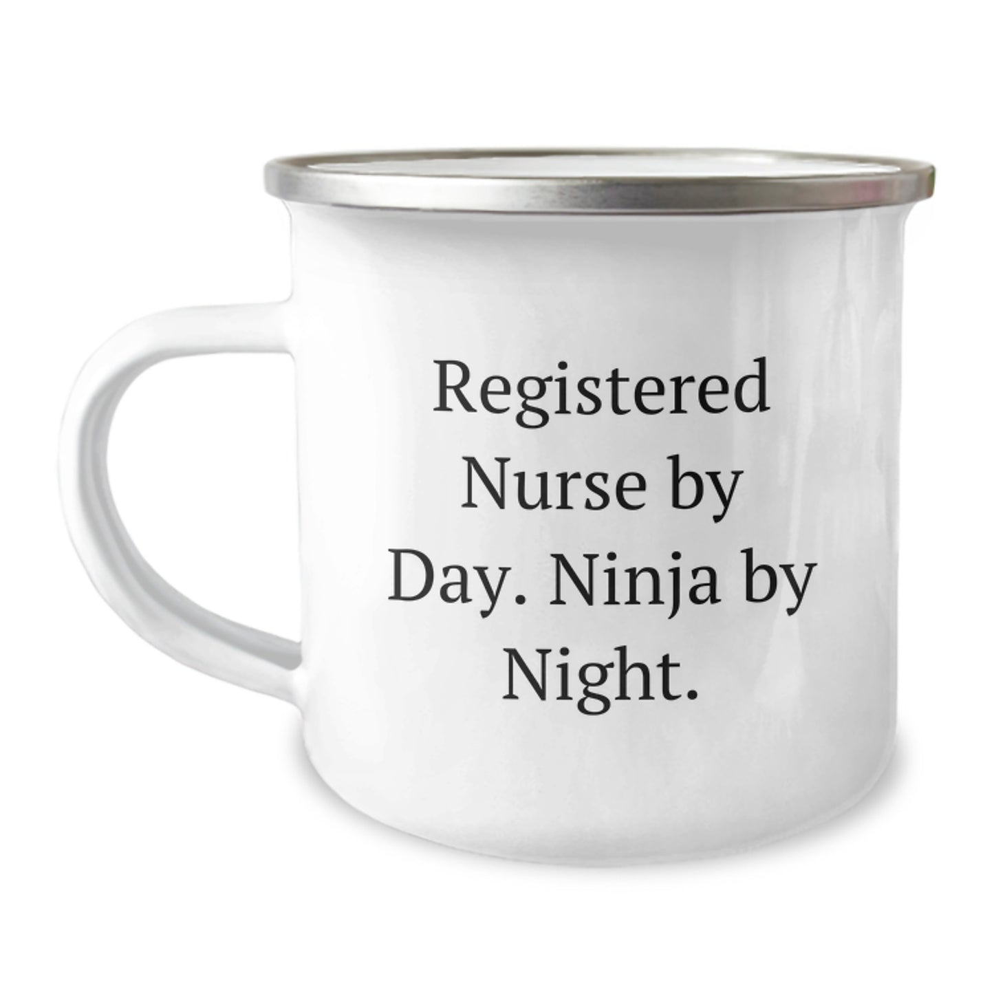 Registered Nurse Gifts, Funny Camping Mug for Birthday, 'Registered Nurse By Day. Ninja By Night.' Quote, Gifts from Coworkers to Registered Nurse Friends - Image 1